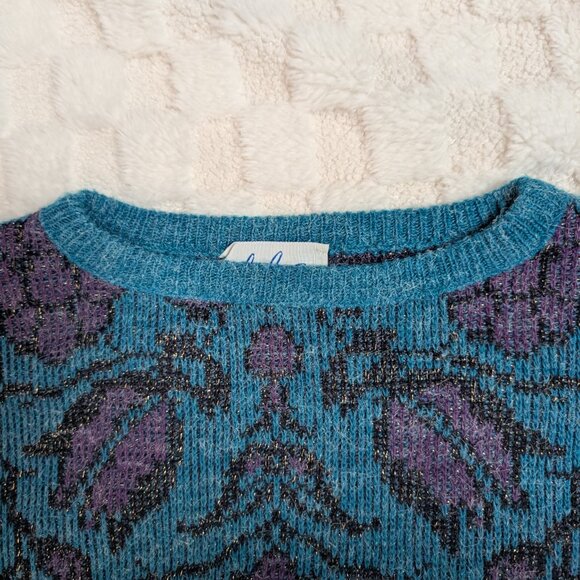 Vintage Made in Canada knit floral sweater with metallic hues - Picture 5 of 12